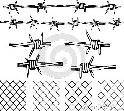 Barbed Wire Elements Vector Illustration