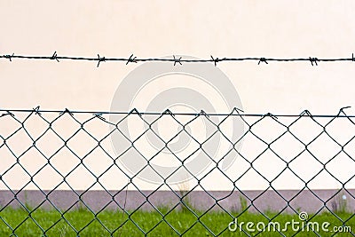 Barbed wire fence Stock Photo