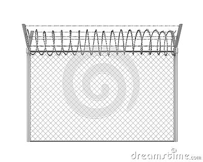 Barbed Wire Fence Isolated Stock Photo