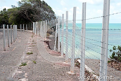 Eroded cliff road on Brazilian coast Stock Photo