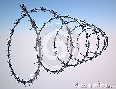 Barbed wire fence protection properties Stock Photo