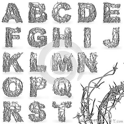 Barbed wire font Stock Photo