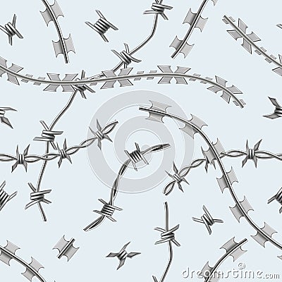 Barbed wire pattern. Barriers for prisons steel seamless templates decent realistic illustrations Vector Illustration