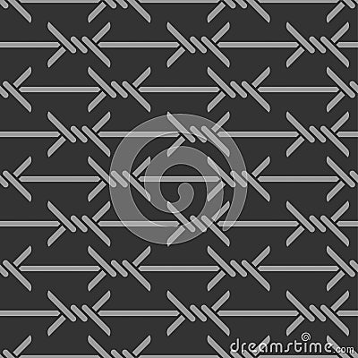 Barbed wire pattern seamless. barbwire background. Barrage vector illustration Vector Illustration