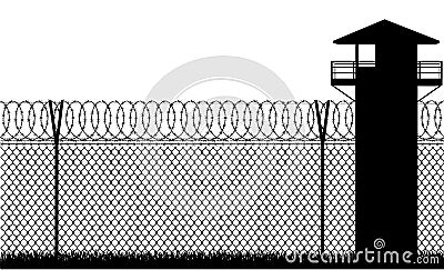 Barbed wire prison fence vector illustration Vector Illustration