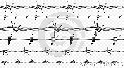 Barbed wire realistic seamless vector illustration Vector Illustration