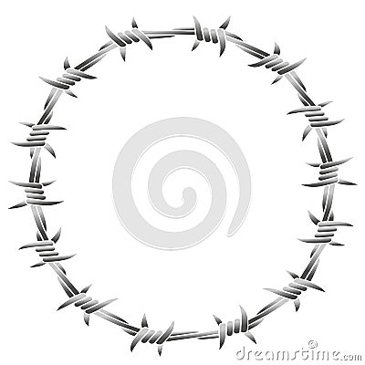 Barbed Wire Round Frame Vector Illustration