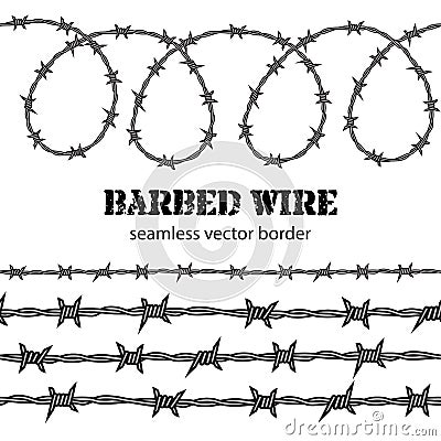 Barbed wire seamless border. Vector. Vector Illustration
