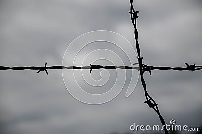 Barbed wire walls of Dachau concentration camp Editorial Stock Photo