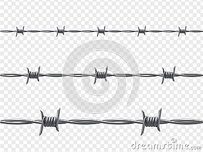 Barbed wire, warning and isolation decor, realistic Vector Illustration