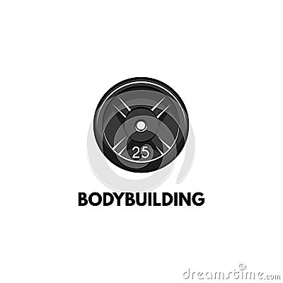 Barbell disk icon. Bodybuilding logo label emblem. Fitness element. Vector. Vector Illustration