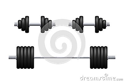 Barbell and dumbbells isolated Vector Illustration