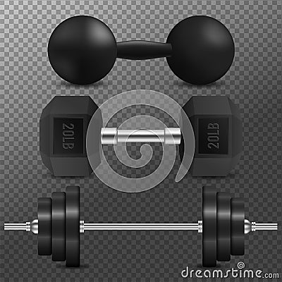 Barbell, dumbbells and kettlebell vector Vector Illustration