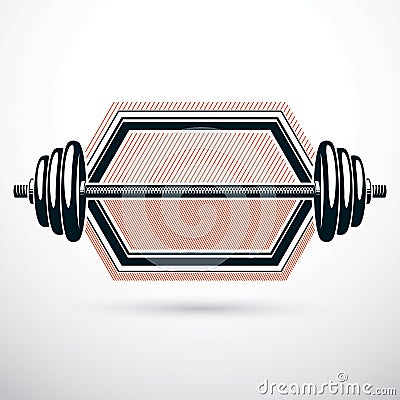 Barbell vector illustration isolated on white. Weight-lifting gym symbol. Vector Illustration