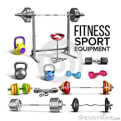 Barbells, Kettlebells And Dumbbells Set Vector Vector Illustration