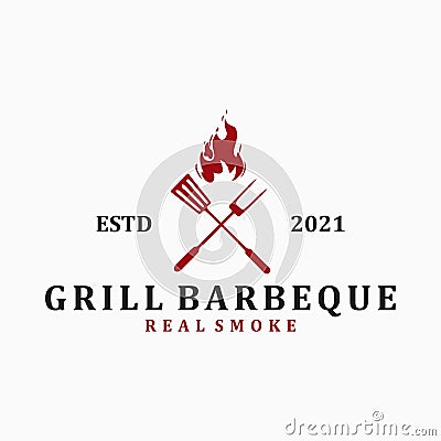 Barbeque logo design, Grill logo design Vector Illustration