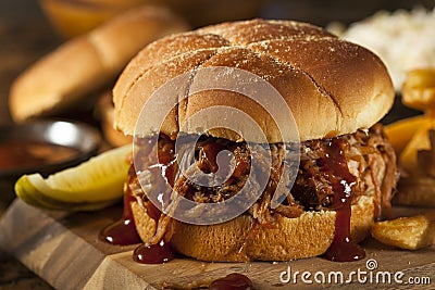 Barbeque Pulled Pork Sandwich Stock Photo