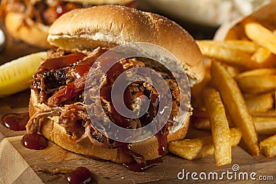 Barbeque Pulled Pork Sandwich Stock Photo