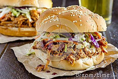 Barbeque Pulled Pork Sandwiches Stock Photo