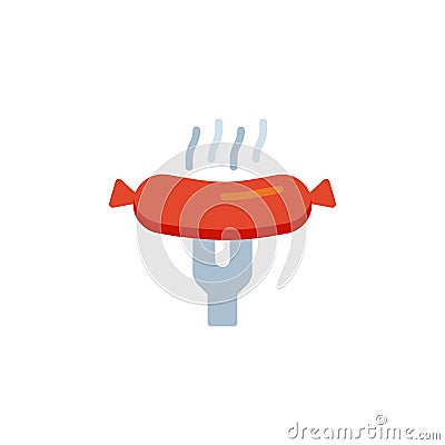 Barbeque sausage flat icon Vector Illustration