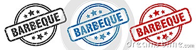 barbeque stamp. barbeque round isolated sign. Vector Illustration