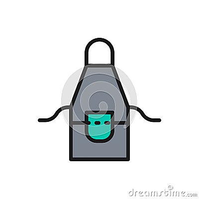 Barber apron, hairdresser flat color line icon. Vector Illustration