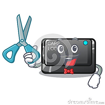 Barber capslock button on a computer cartoon Vector Illustration