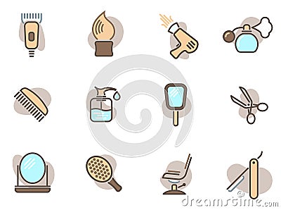 Barber colored icons Stock Photo