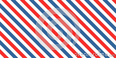 Barber colored liner background. Blue red vector pattern. Diagonal stripe pattern Vector Illustration