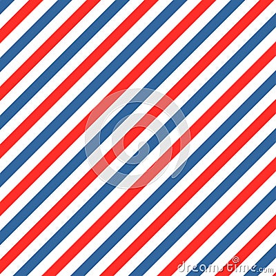 Barber colored liner background. Blue red vector pattern. Diagonal stripe pattern Vector Illustration