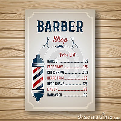 Barber Colored Price Vector Illustration