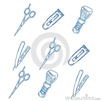 Barber and hairdresser icons set Vector Illustration