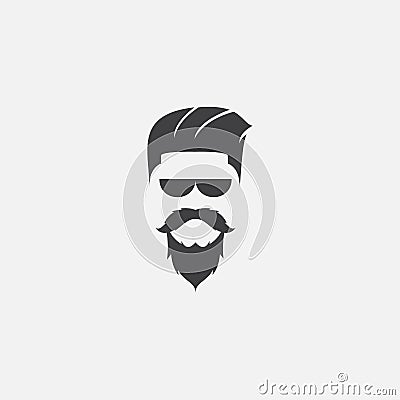 Barber man with masculine hair and beard logo design silhouette Vector Illustration