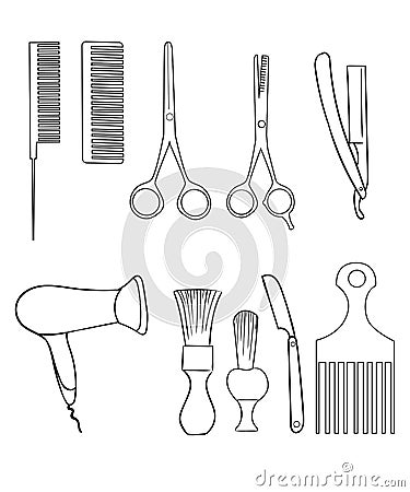 Barber Set of Shop Elements and Shave Icons Illustration hairdresser Stock Photo