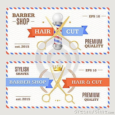 Barber Shop Banners Flyers Card. Vector Vector Illustration