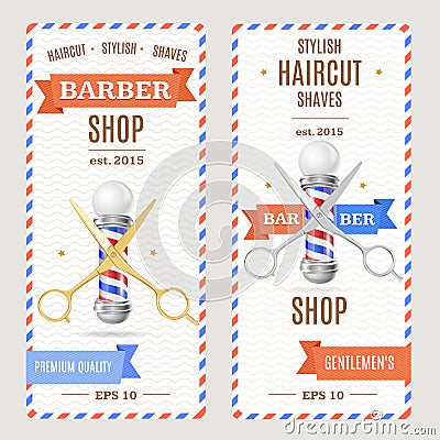 Barber Shop Banners Flyers Card. Vector Vector Illustration