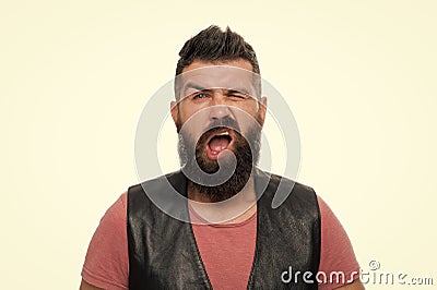 Barber shop and beard grooming. Styling beard and moustache. Facial hair treatment. Hipster with beard brutal guy Stock Photo