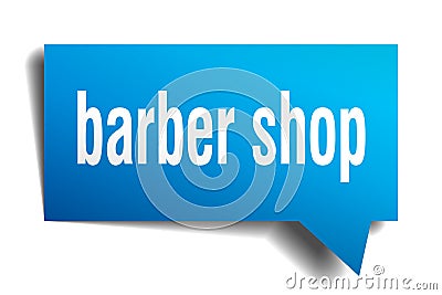 Barber shop blue 3d speech bubble Vector Illustration