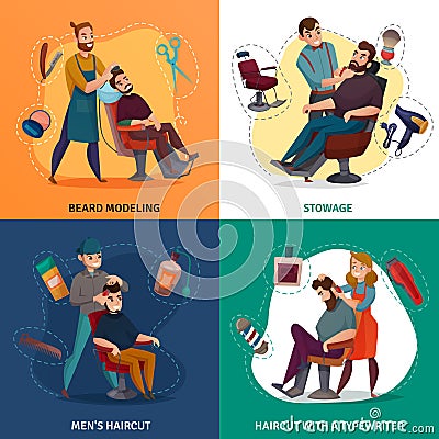 Barber Shop Cartoon Design Concept Vector Illustration