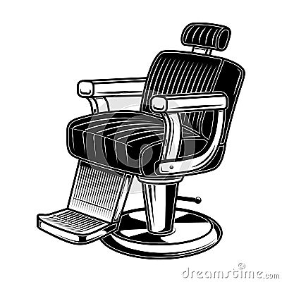 Barber shop chair illustration in engraving style. Design element for logo, label, sign, poster, t shirt Vector Illustration