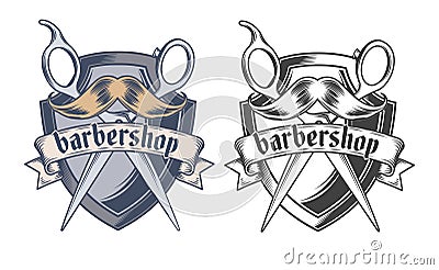 Barber shop equipment illustration engraved style vector Vector Illustration