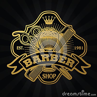 Barber Shop Hair Salon Hair Stylist Vintage logo Luxury Pomade Retro Royal Vector Vector Illustration