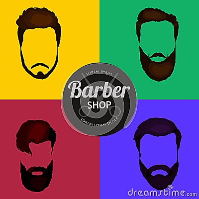 Barber Shop or Hairdresser background set with hairdressing scissors, shaving brush, razor, comb for man salon vector Vector Illustration