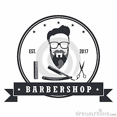 Barber Shop Hipster Badges Vintage Design Elements. Logo, Labels, Banner, Emblems. Vector Illustration Vector Illustration