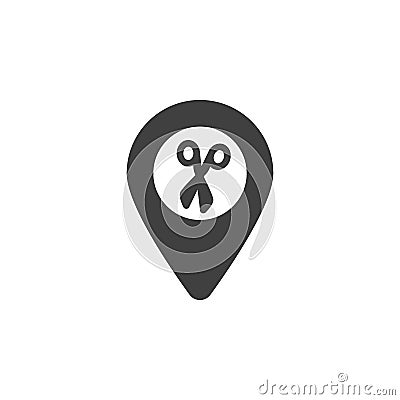 Barber shop location pin vector icon Vector Illustration