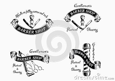 Barber shop logo with lettering Stock Photo