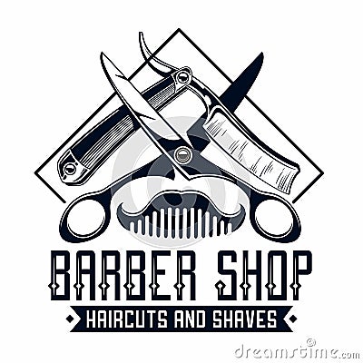 Barber shop logo Vector Illustration