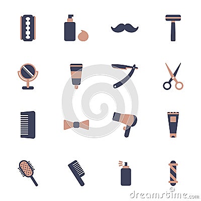 Barber shop and shave shop vector icons Vector Illustration