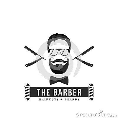 Barber shop symbol. Haircuts and beards. Vector Vector Illustration