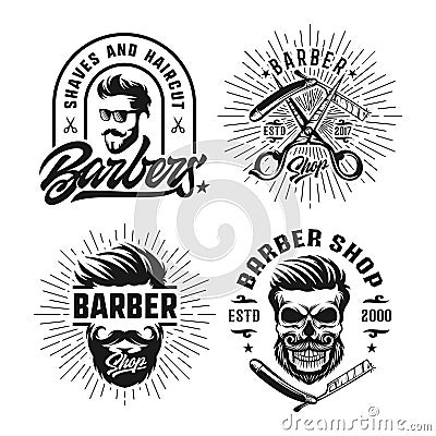 Barber shop vintage design logo template Vector Illustration